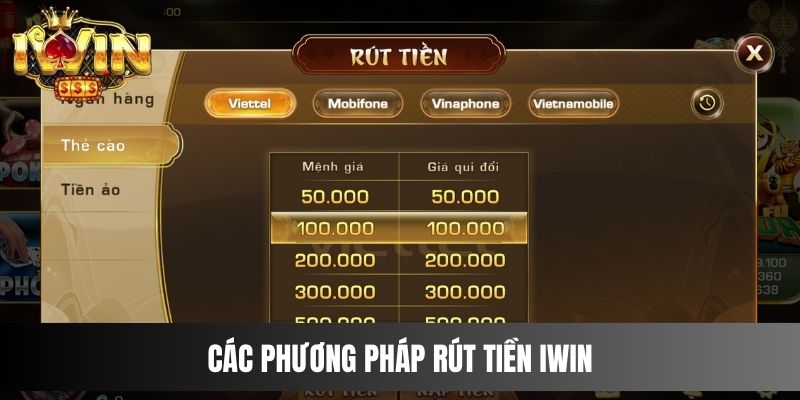 Các phương pháp rút tiền IWIN